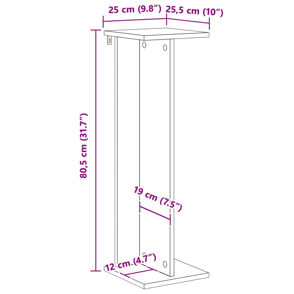 vidaXL Stojak na rośliny Szary Sonoma 25 x 25,5 x 80,5 cm