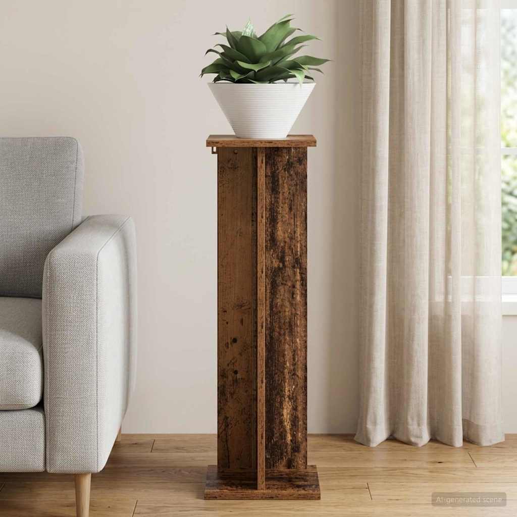 vidaXL Stojak na rośliny Stare drewno 25 x 25,5 x 80,5 cm