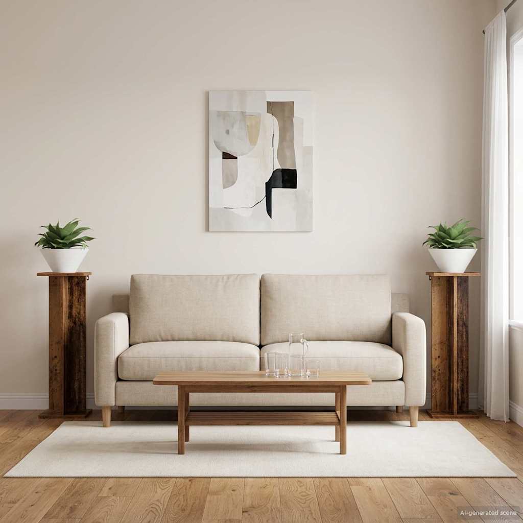 vidaXL Stojak na rośliny 2 pcs Stare drewno 25 x 25,5 x 80,5 cm