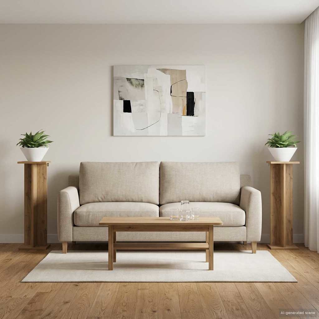 vidaXL Stojak na rośliny 2 pcs Dąb Rzemieślniczy 25 x 25,5 x 80,5 cm