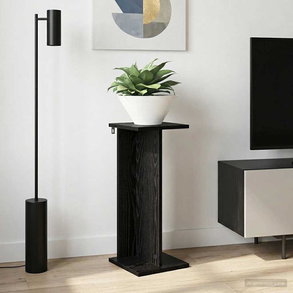 vidaXL Stojak na rośliny Czarny Dąb 25 x 25,5 x 60,5 cm