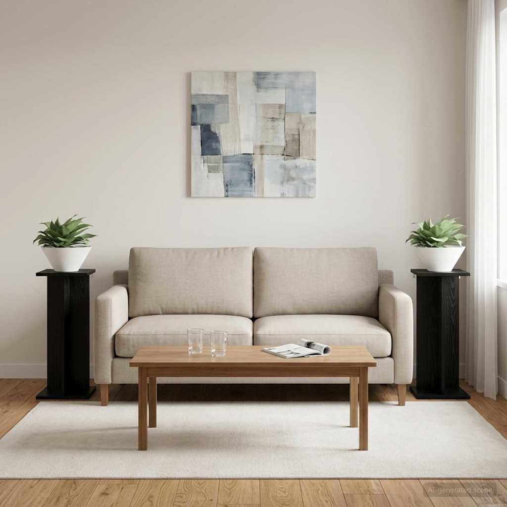 vidaXL Stojak na rośliny 2 pcs Czarny Dąb 25 x 25,5 x 60,5 cm