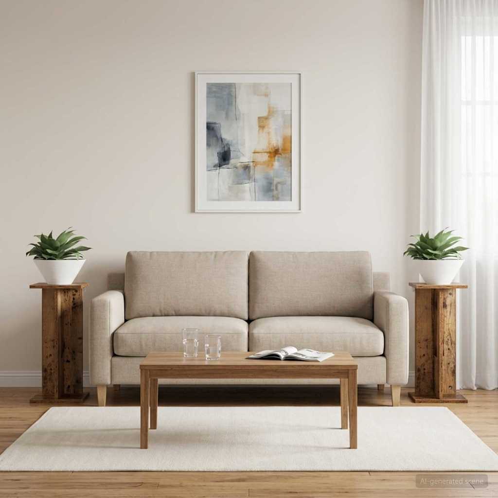 vidaXL Stojak na rośliny 2 pcs Stare drewno 25 x 25,5 x 60,5 cm