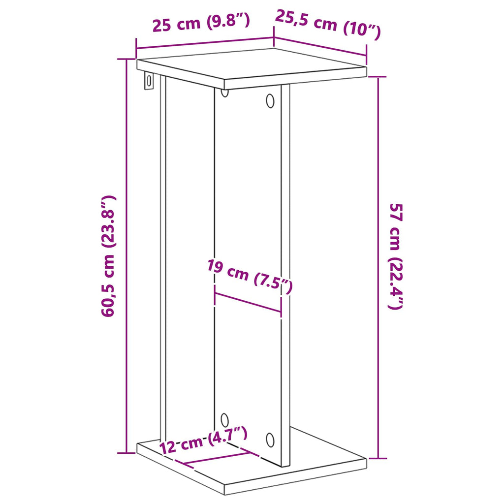 vidaXL Stojak na rośliny 2 pcs Stare drewno 25 x 25,5 x 60,5 cm