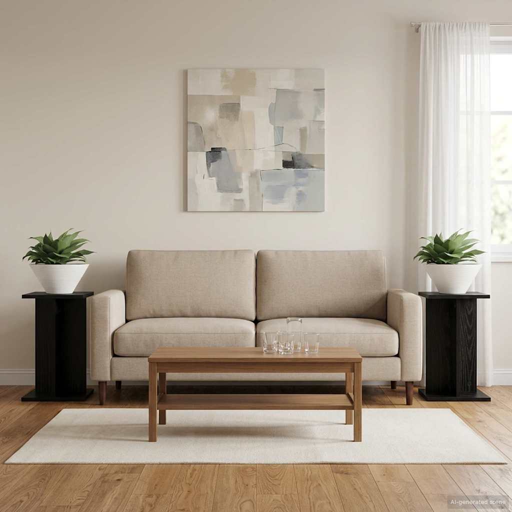 vidaXL Stojak na rośliny 2 pcs Czarny Dąb 25 x 25,5 x 40,5 cm