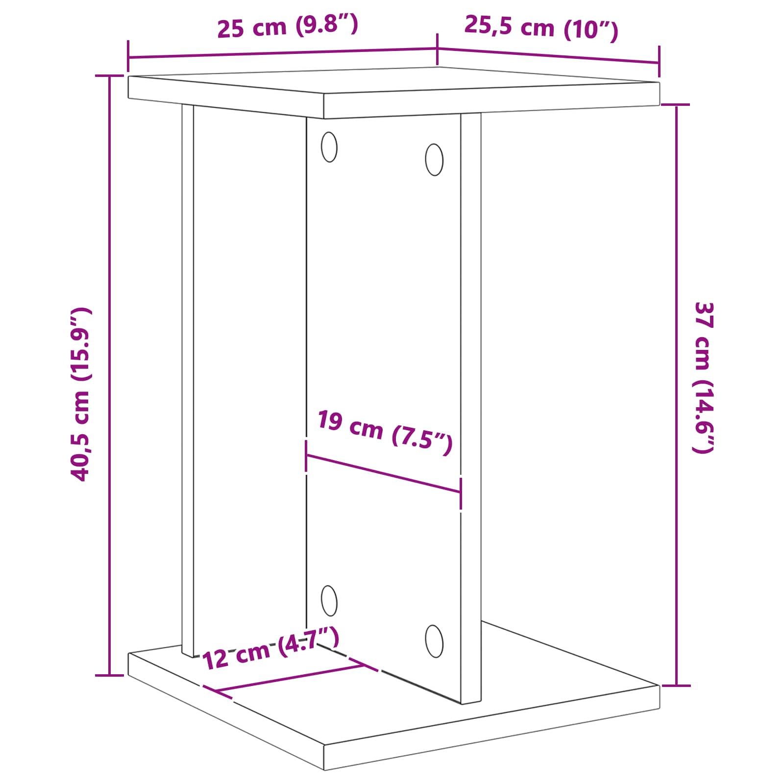 vidaXL Stojak na rośliny 2 pcs Betonowy Szary 25 x 25,5 x 40,5 cm