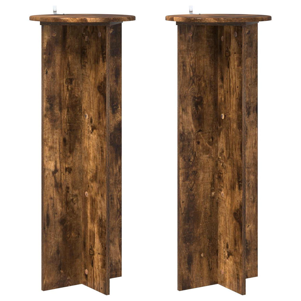 vidaXL Stojak na rośliny 2 pcs Dąb wędzony Ø40 x 100 cm