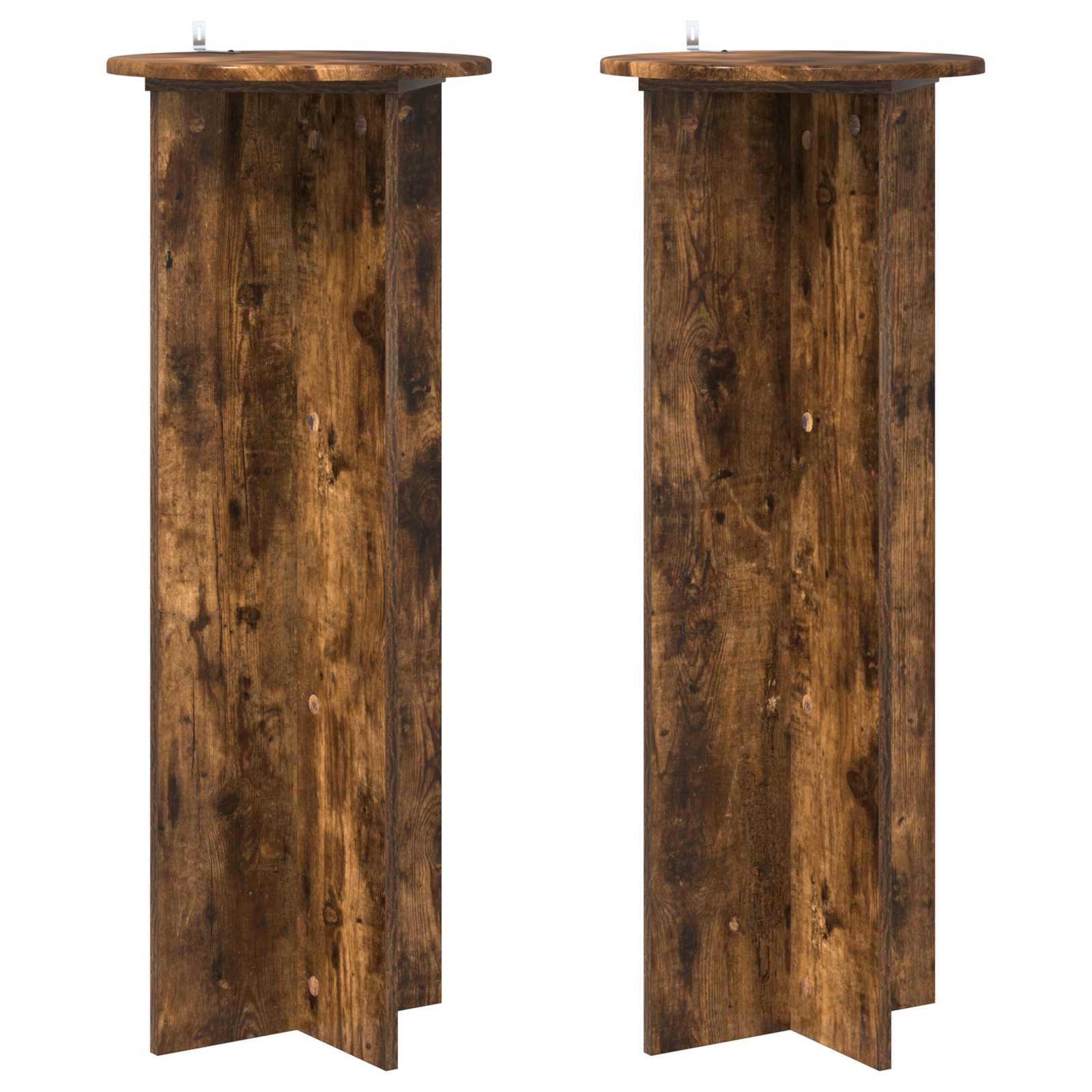 vidaXL Stojak na rośliny 2 pcs Dąb wędzony Ø40 x 100 cm