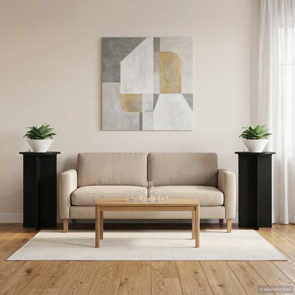 vidaXL Stojak na rośliny 2 pcs Czarny 40 x 40 x 80 cm