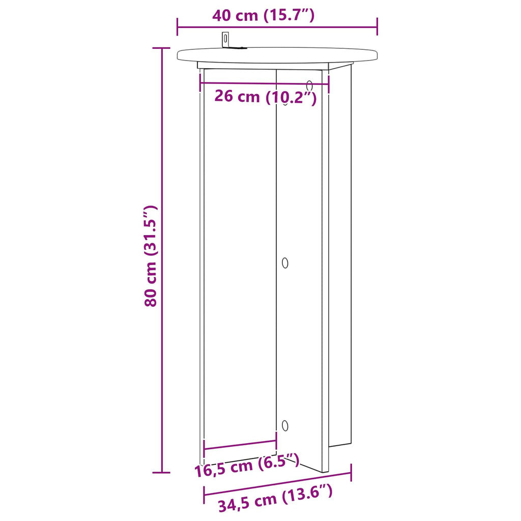 vidaXL Stojak na rośliny 2 pcs Czarny 40 x 40 x 80 cm