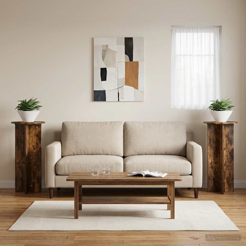 vidaXL Stojak na rośliny 2 pcs Dąb wędzony 40 x 40 x 80 cm