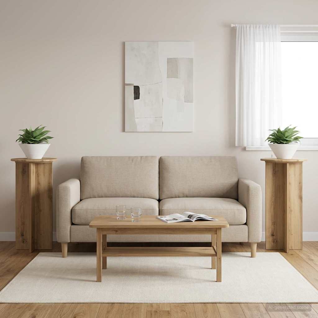 vidaXL Stojak na rośliny 2 pcs Dąb artisan 40 x 40 x 80 cm
