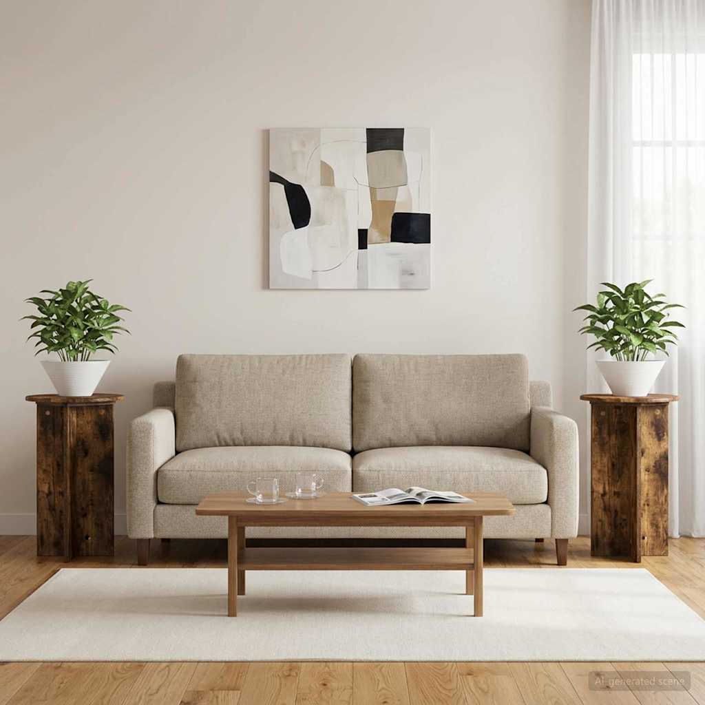 vidaXL Stojak na rośliny 2 pcs Dąb wędzony Ø40 x 60 cm