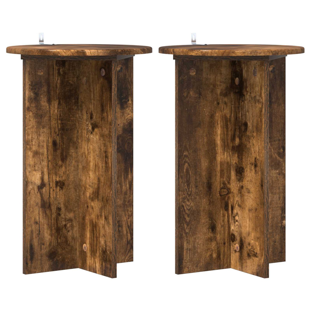 vidaXL Stojak na rośliny 2 pcs Dąb wędzony Ø40 x 60 cm