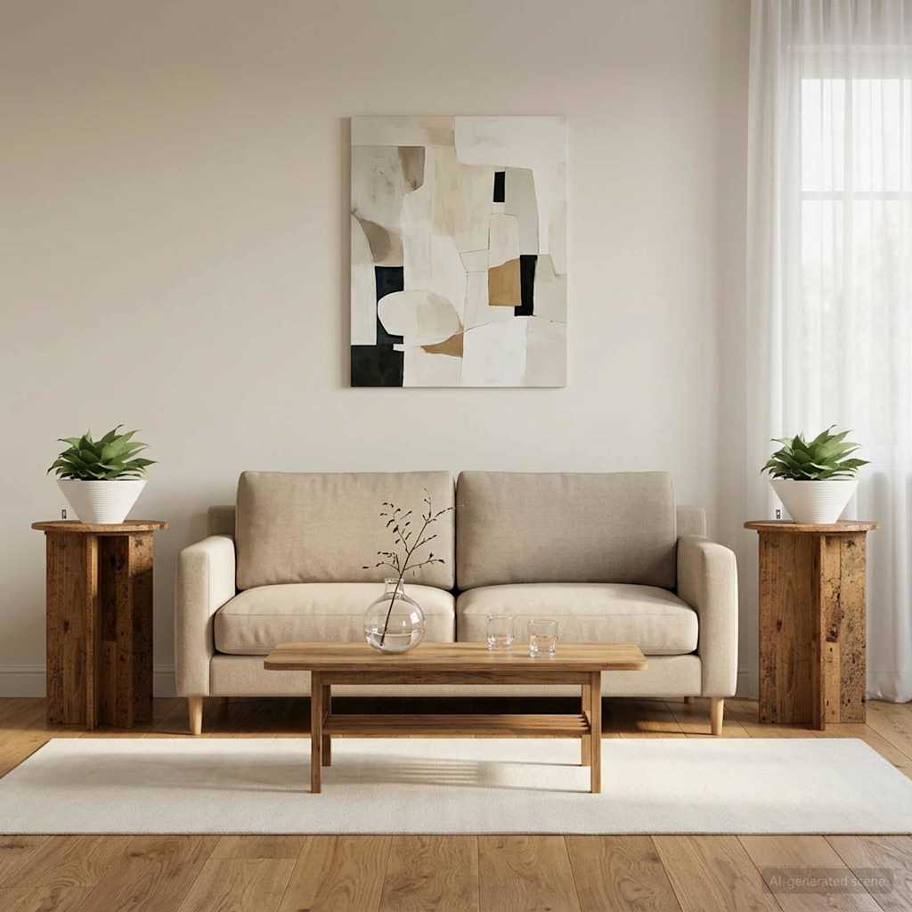 vidaXL Stojak na rośliny 2 pcs Stare drewno Ø40 x 60 cm