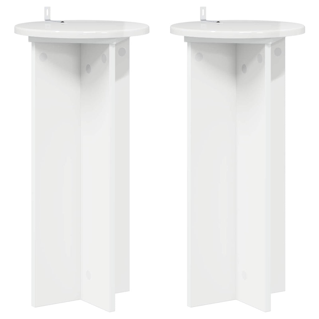 vidaXL Stojak na rośliny 2 pcs Biały wysoki połysk 29,5 x 29,5 x 60 cm