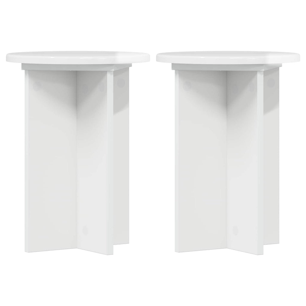 vidaXL Stojak na rośliny 2 pcs Biały wysoki połysk Ø29,5 x 40 cm