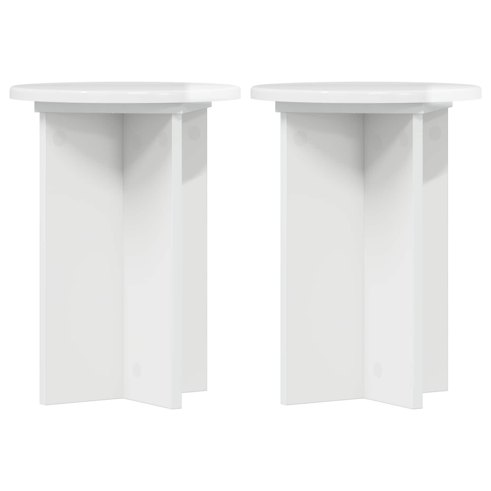 vidaXL Stojak na rośliny 2 pcs Biały wysoki połysk Ø29,5 x 40 cm