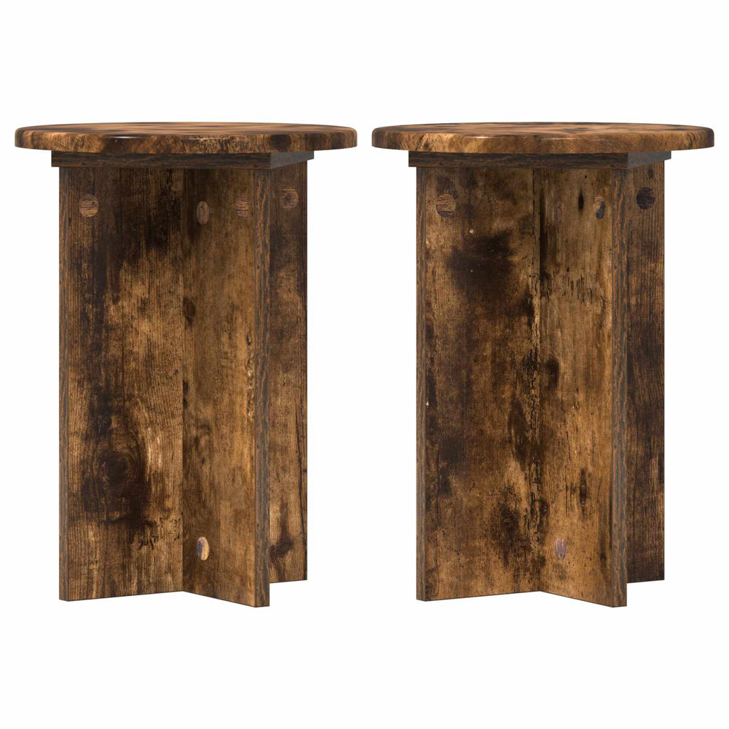 vidaXL Stojak na rośliny 2 pcs Dąb wędzony Ø29,5 x 40 cm