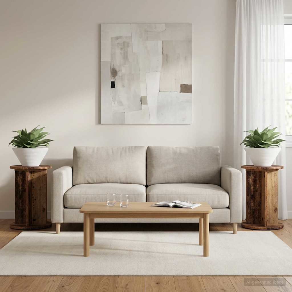 vidaXL Stojak na rośliny 2 pcs Stare drewno Ø29,5 x 40 cm