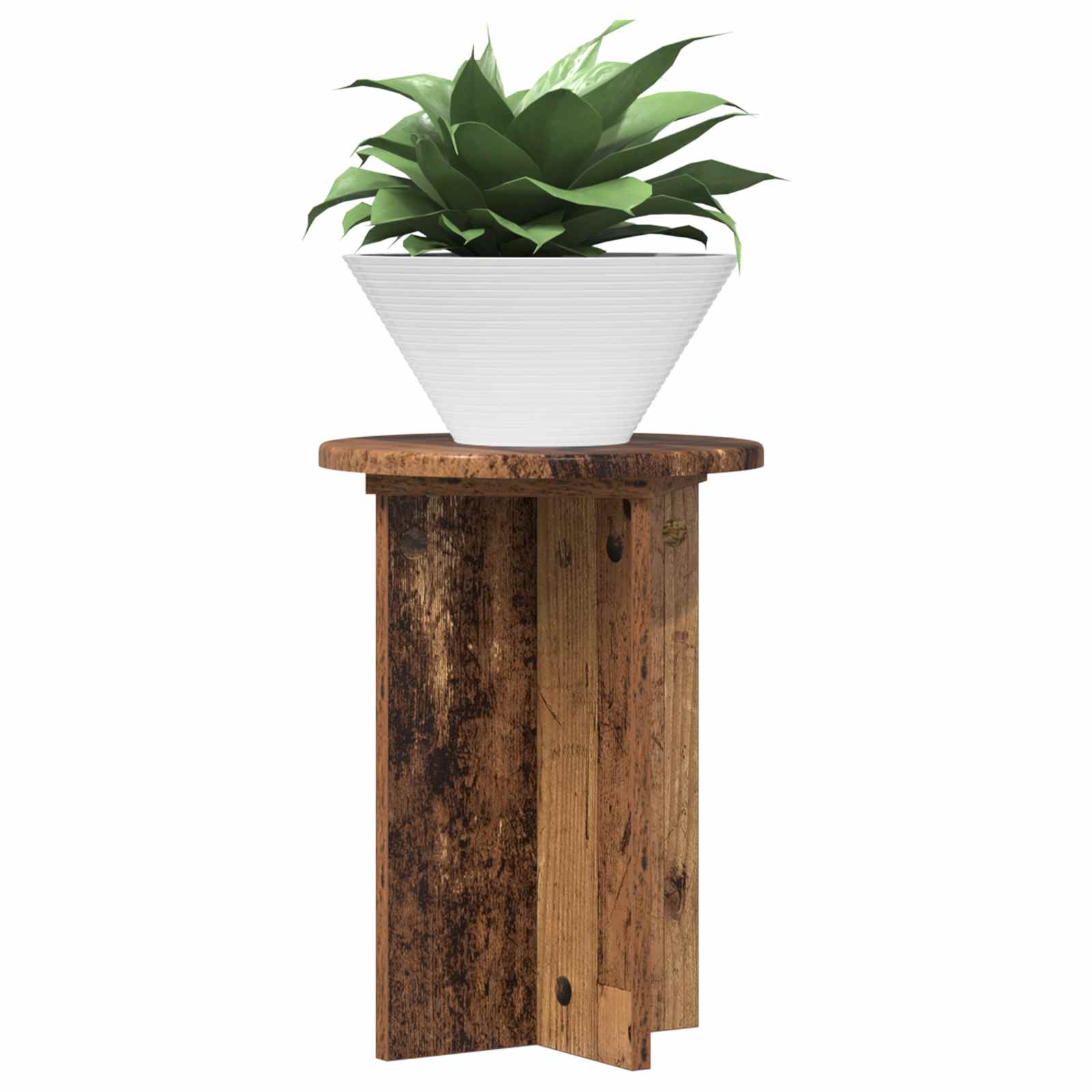 vidaXL Stojak na rośliny 2 pcs Stare drewno Ø29,5 x 40 cm
