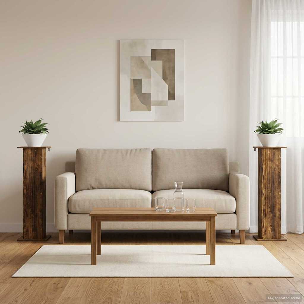 vidaXL Stojak na rośliny 2 pcs Dąb wędzony 30,5 x 30 x 100,5 cm