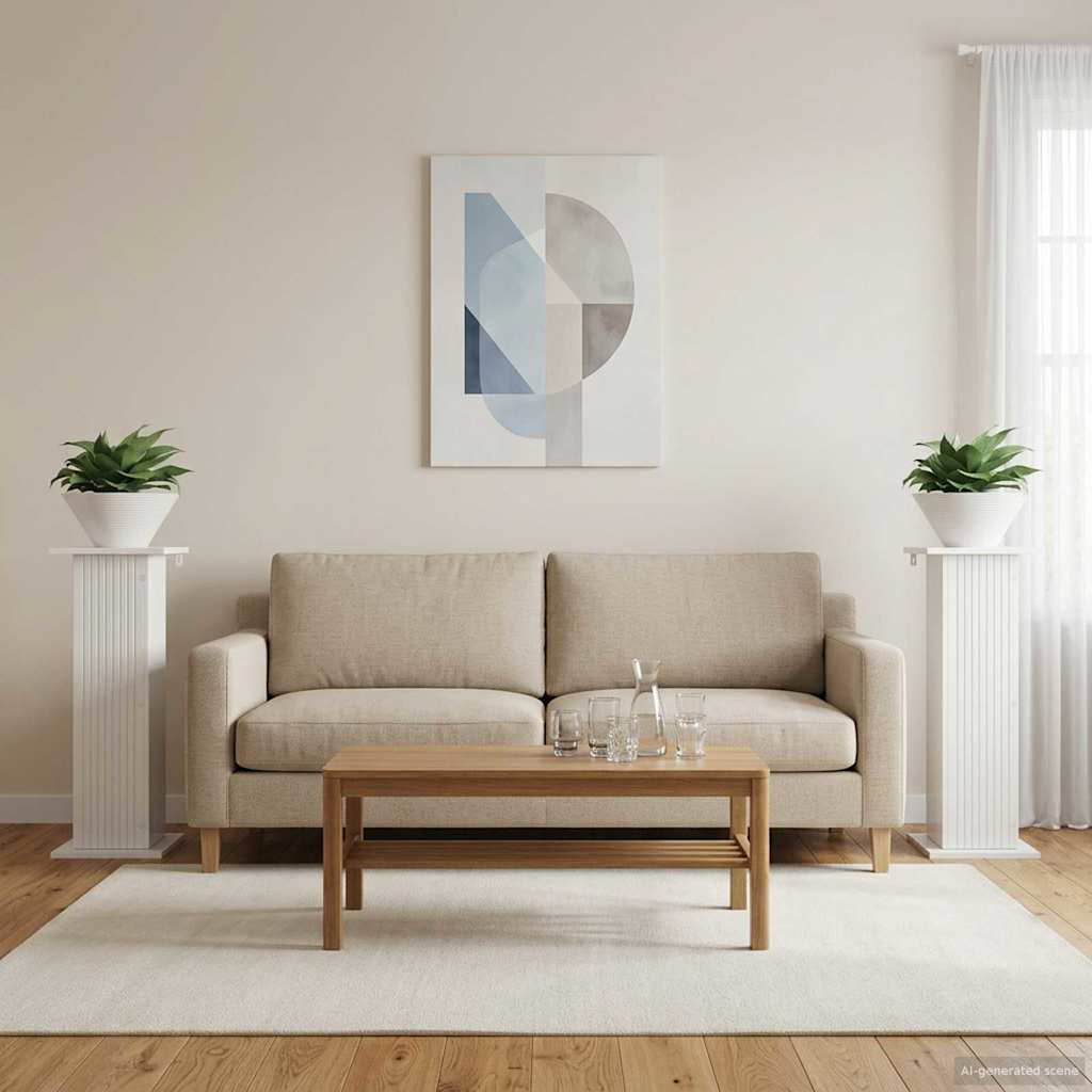 vidaXL Stojak na rośliny 2 pcs Biały wysoki połysk 30,5 x 30 x 80,5 cm