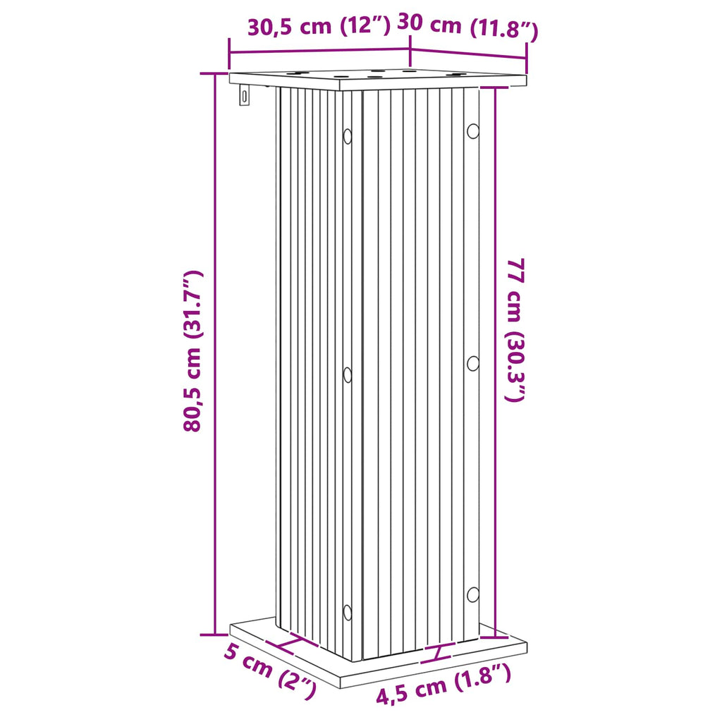 vidaXL Stojak na rośliny 2 szt. Dąb wędzony 30,5 x 30 x 80,5 cm