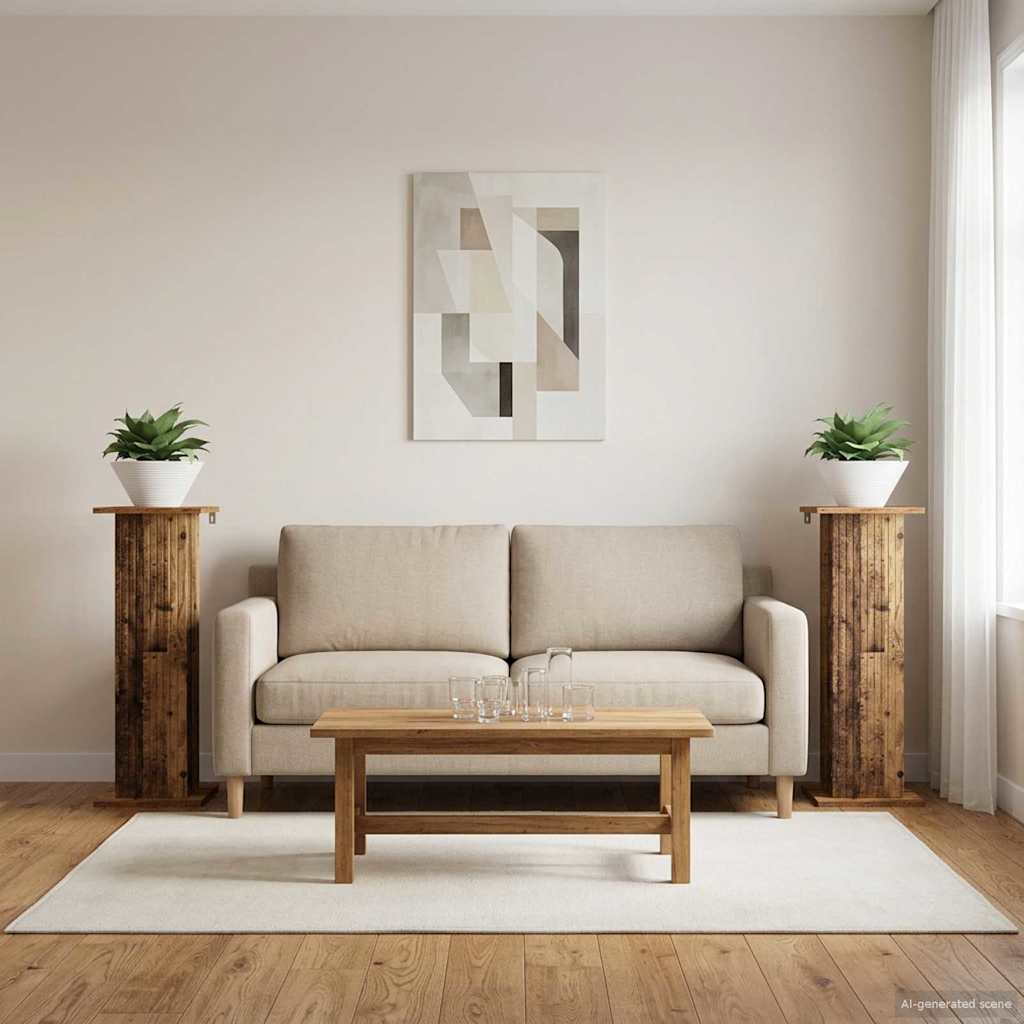 vidaXL Stojak na rośliny 2 pcs Stare drewno 30,5 x 30 x 80,5 cm