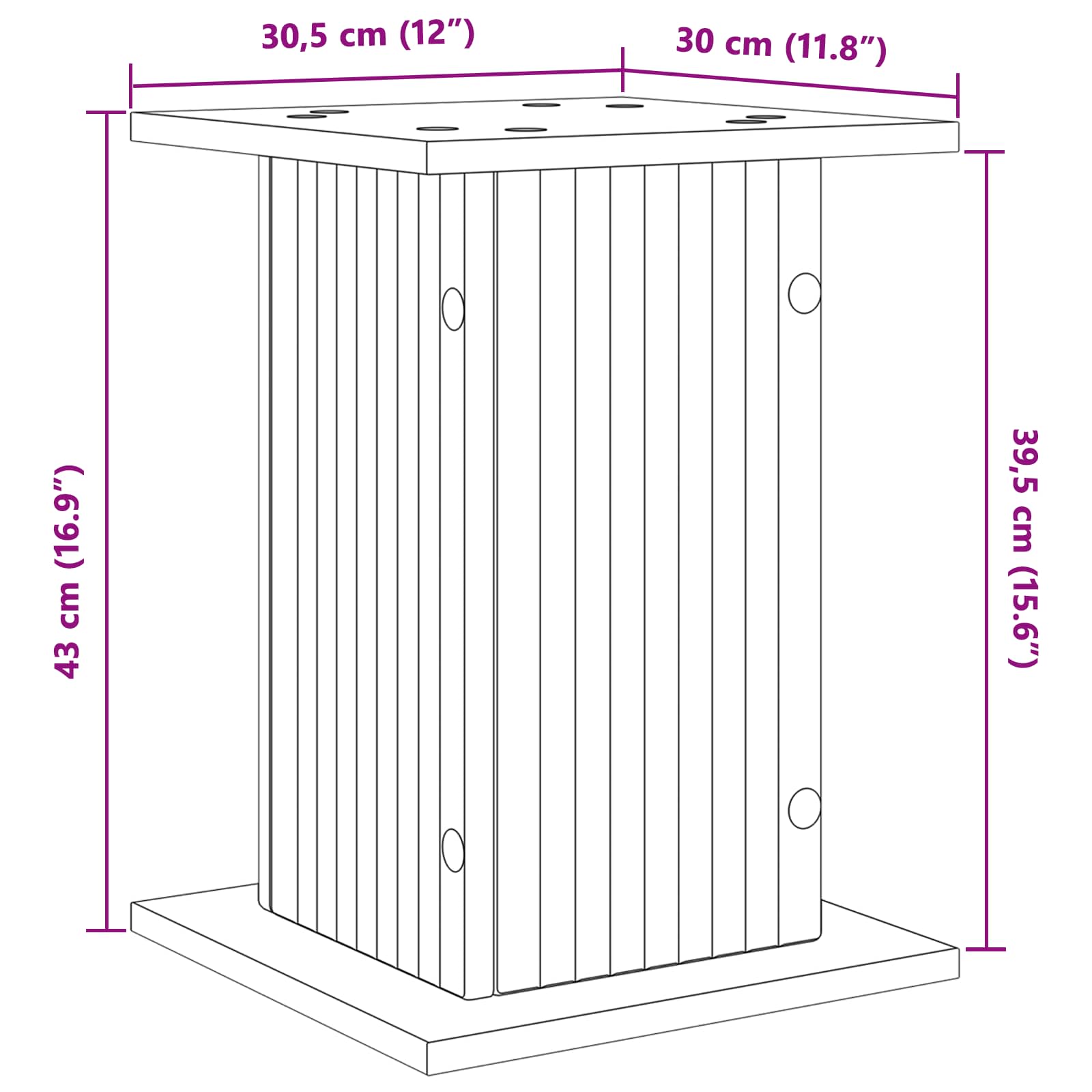 vidaXL Stojak na rośliny Betonowy szary 30,5 x 30 x 43 cm