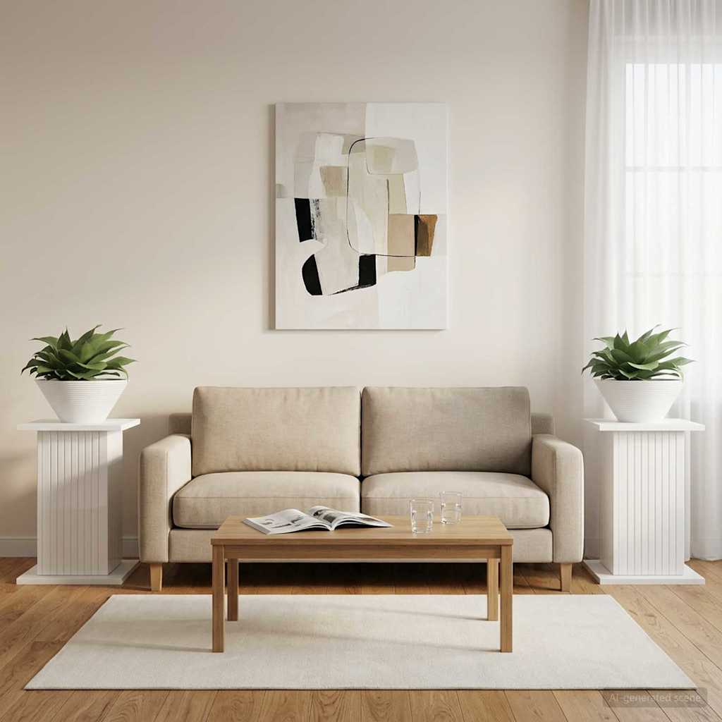 vidaXL Stojak na rośliny 2 pcs Biały wysoki połysk 30,5 x 30 x 43 cm