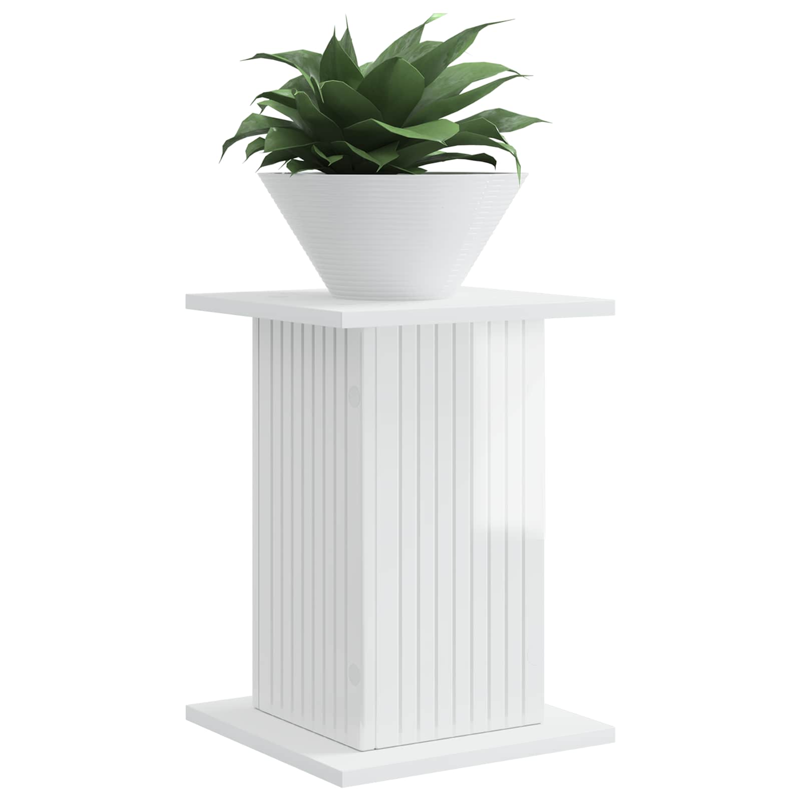 vidaXL Stojak na rośliny 2 pcs Biały wysoki połysk 30,5 x 30 x 43 cm