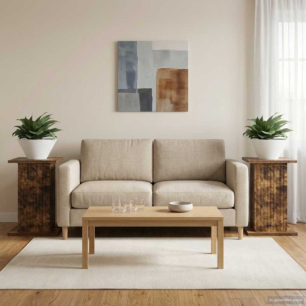 vidaXL Stojak na rośliny 2 pcs Dąb wędzony 30,5 x 30 x 43 cm