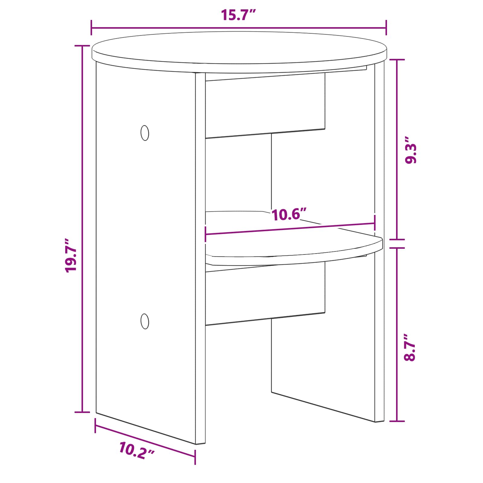 vidaXL Szafka boczna 2 pcs Biały Ø40 x 50 cm Drewno inżynieryjne
