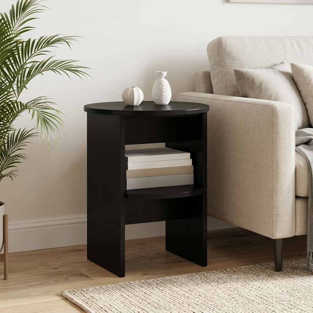 vidaXL Szafka boczna 2 pcs Czarny Ø40 x 50 cm Drewno inżynieryjne