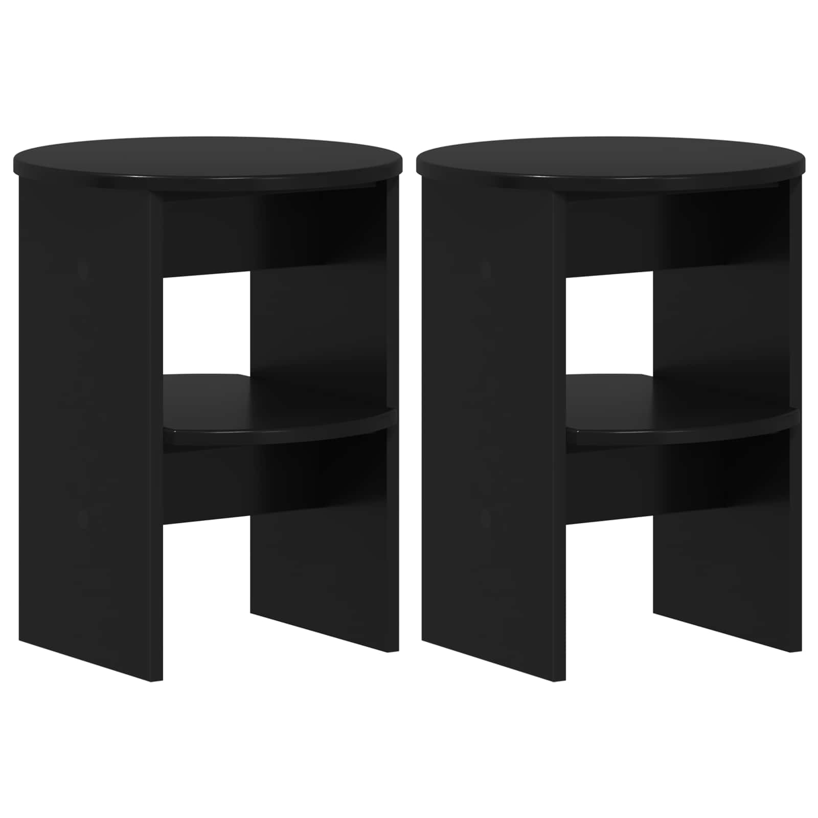 vidaXL Szafka boczna 2 pcs Czarny Ø40 x 50 cm Drewno inżynieryjne