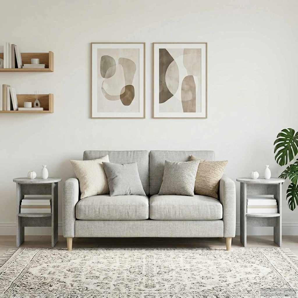 vidaXL Szafka boczna 2 pcs Betonowy Szary Ø40 x 50 cm
