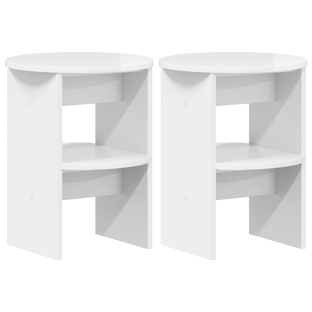 vidaXL Szafka boczna 2 pcs Biały Wysoki Połysk Ø40 x 50 cm
