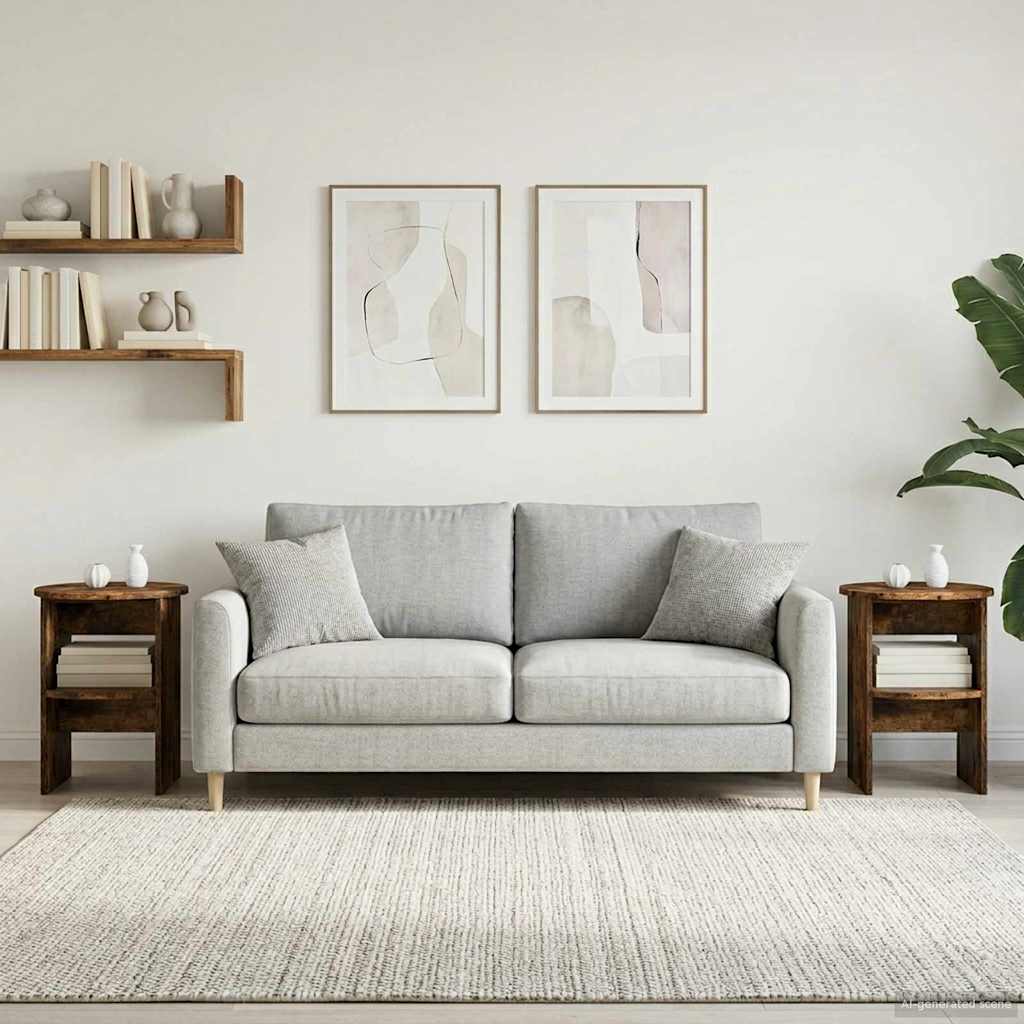 vidaXL Szafka boczna 2 pcs Dąb Wędzony Ø40 x 50 cm Drewno inżynieryjne