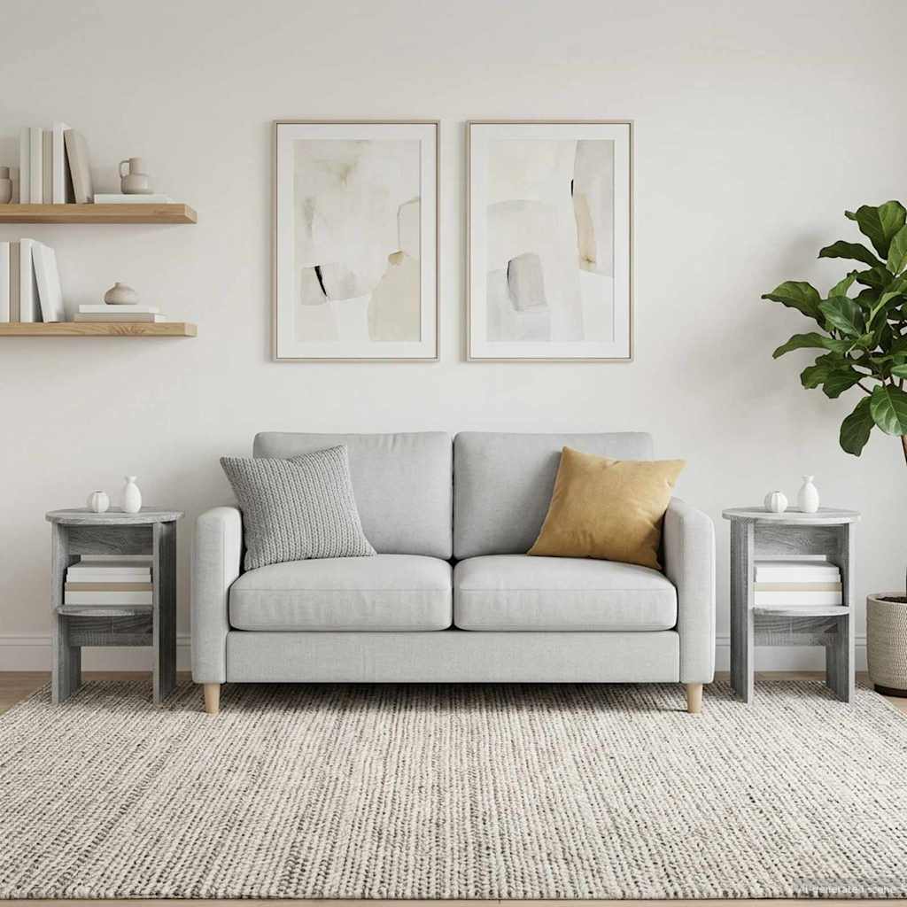 vidaXL Szafka boczna 2 pcs Szary Sonoma Ø40 x 50 cm