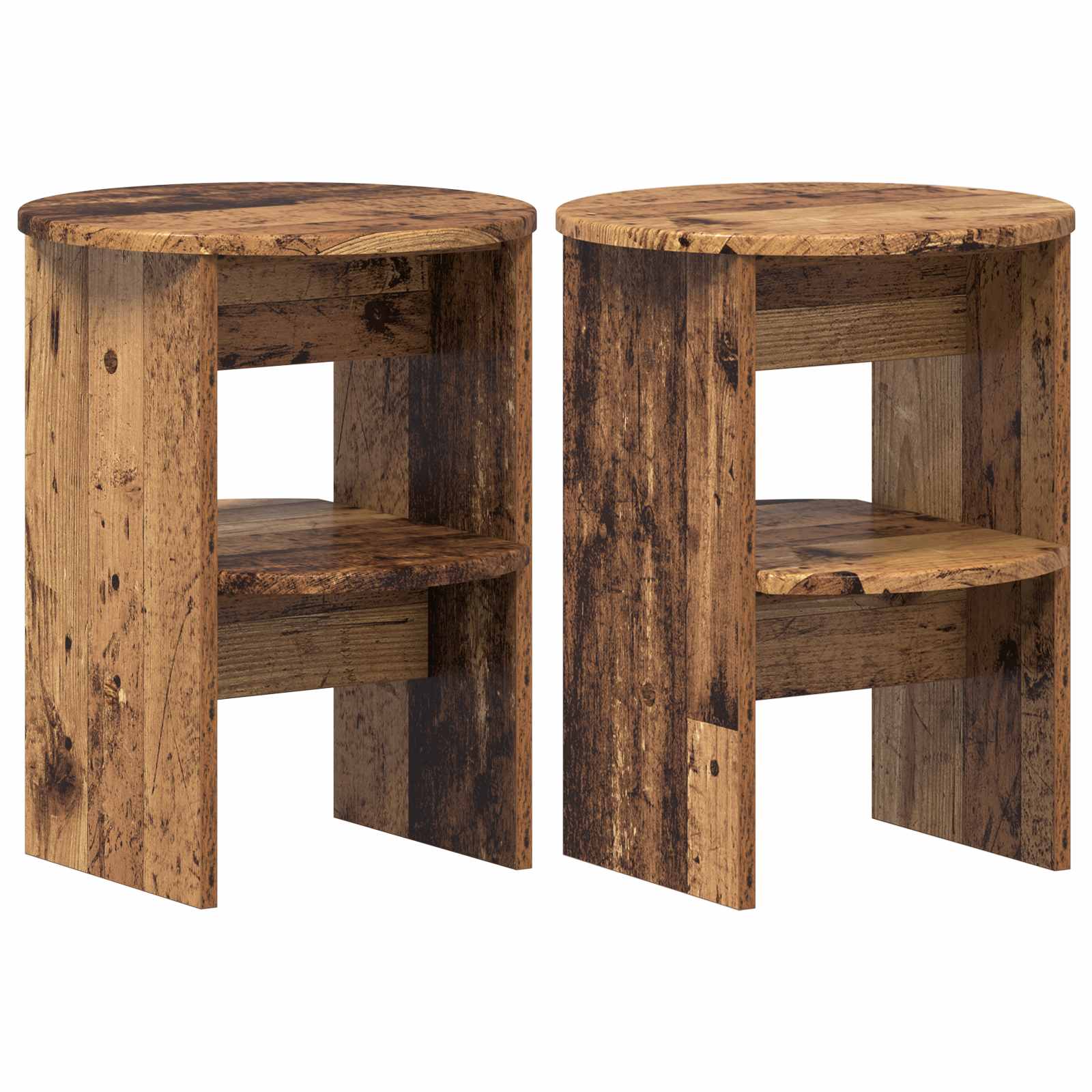vidaXL Szafka boczna 2 pcs Stare drewno Ø40 x 50 cm