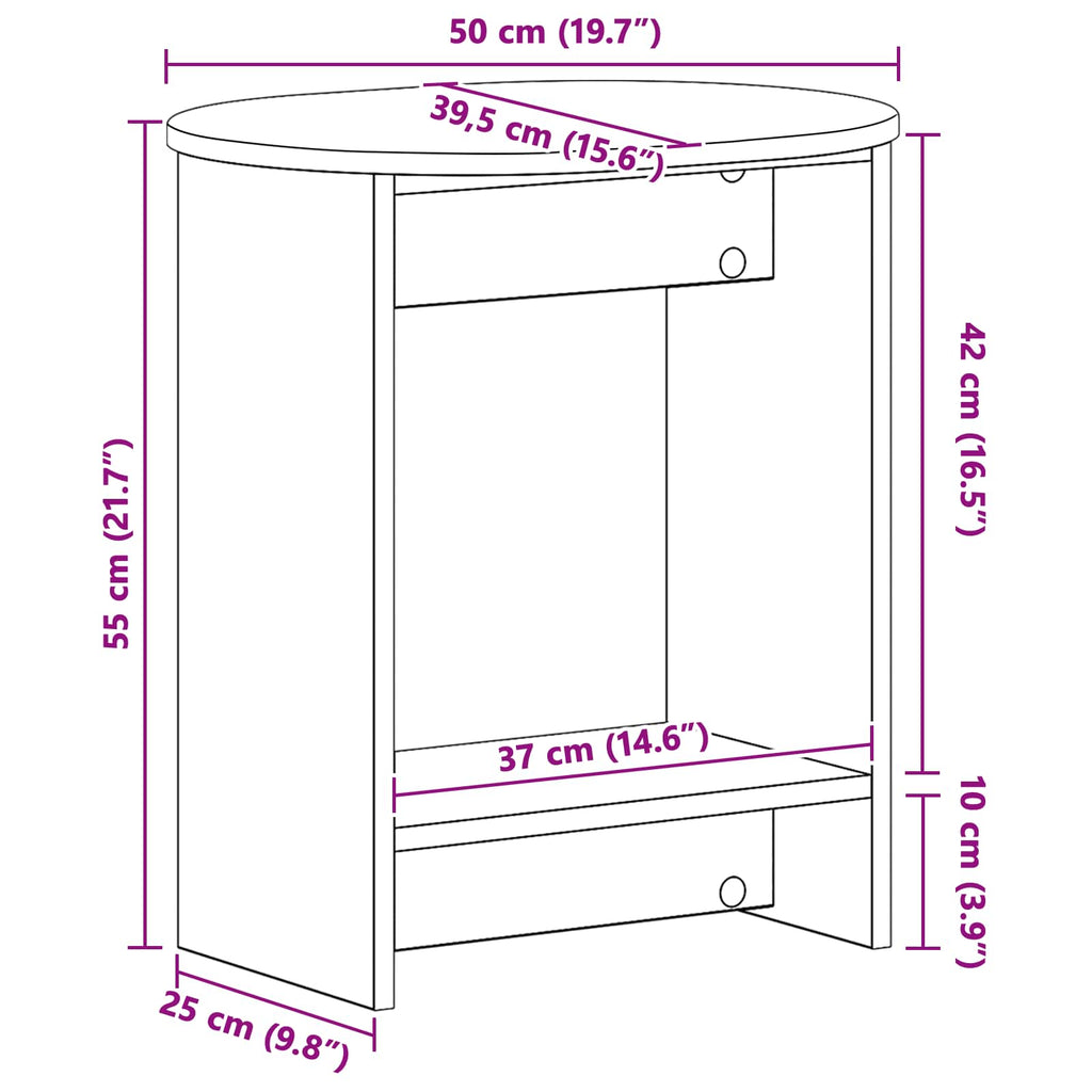 vidaXL Stolik boczny Dąb wędzony 50 x 39,5 x 55 cm Drewno inżynieryjne