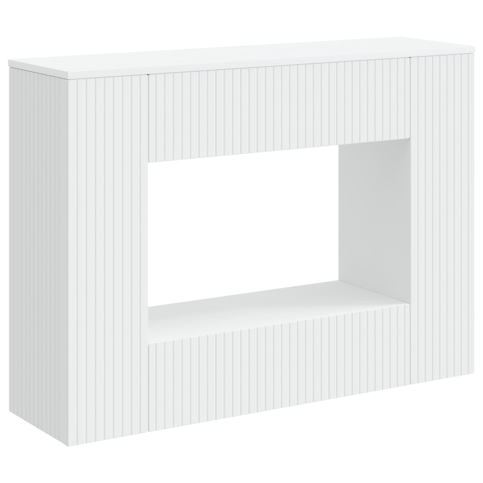 vidaXL Konsola Paski Biały 101 x 29 x 74 cm Drewno inżynieryjne