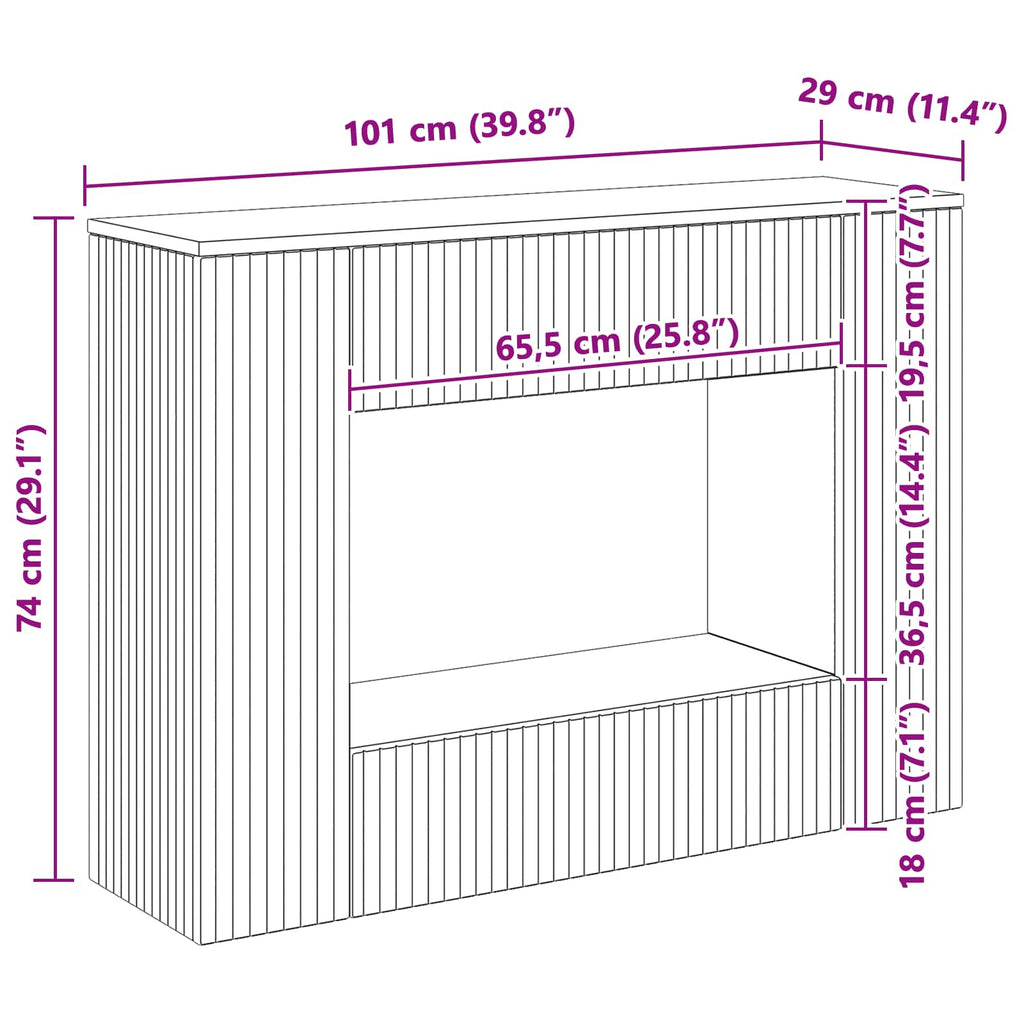 vidaXL Konsola Paski Biały 101 x 29 x 74 cm Drewno inżynieryjne