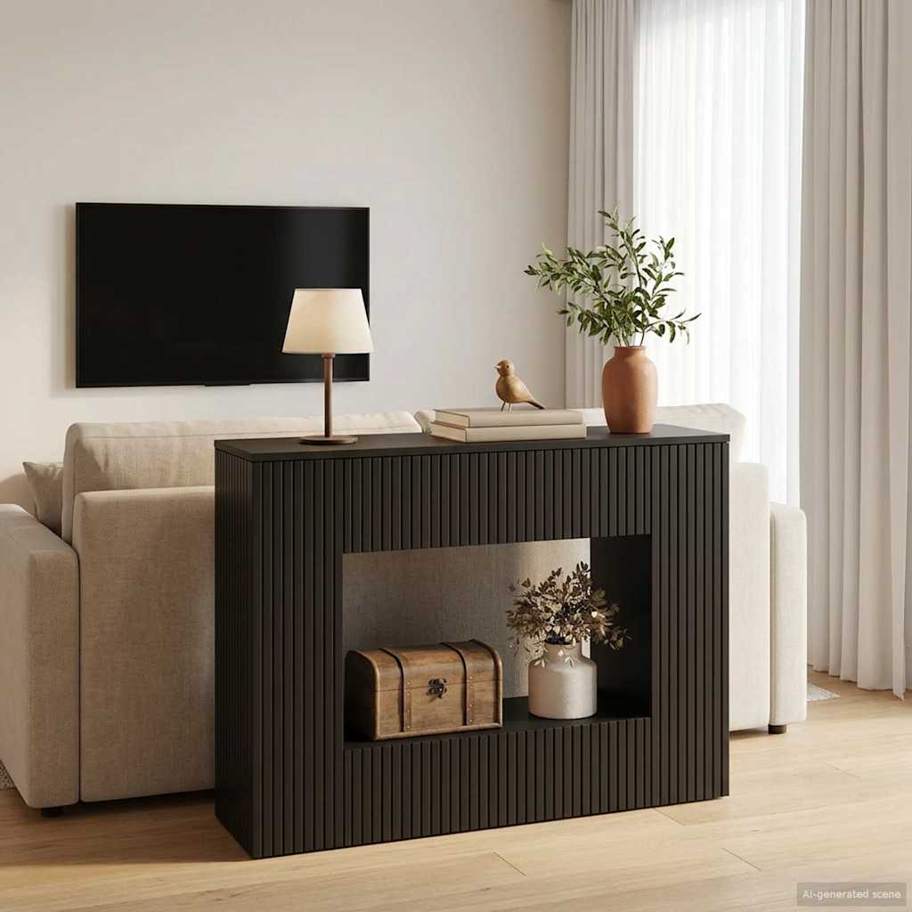 vidaXL Konsola Paski Czarny 101 x 29 x 74 cm Drewno inżynieryjne