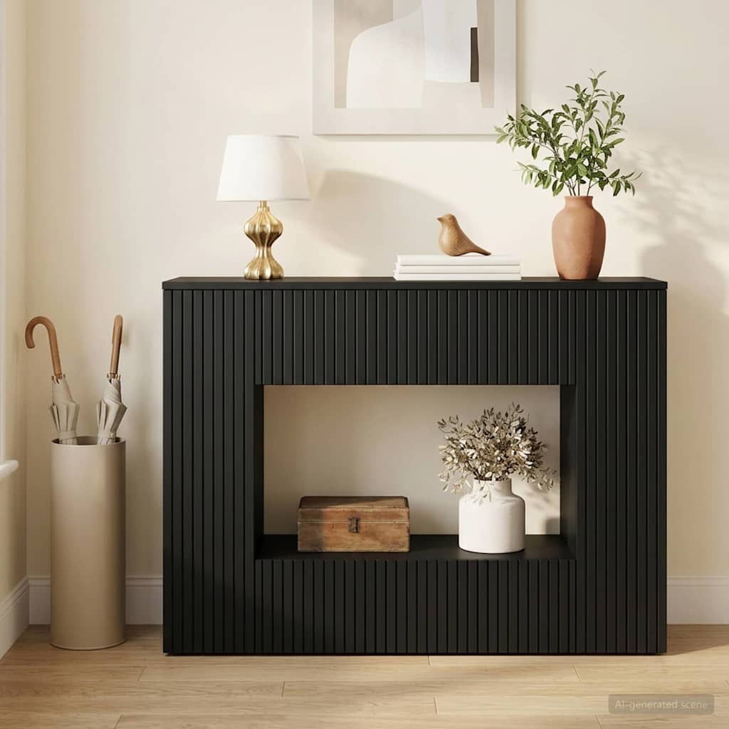 vidaXL Konsola Paski Czarny 101 x 29 x 74 cm Drewno inżynieryjne