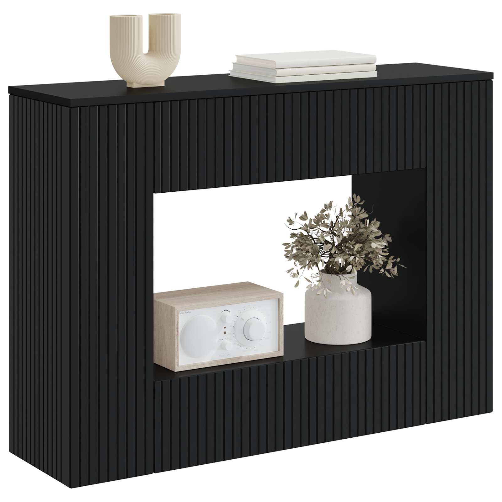 vidaXL Konsola Paski Czarny 101 x 29 x 74 cm Drewno inżynieryjne