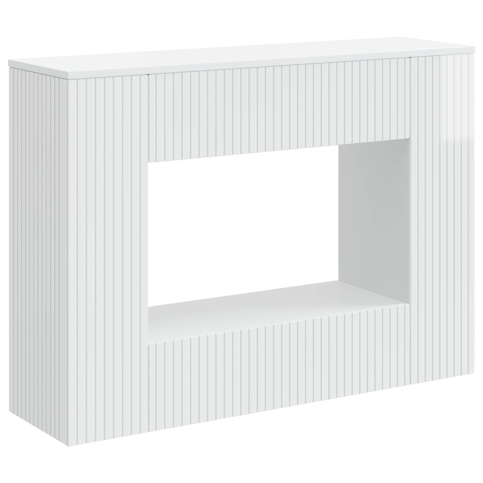 vidaXL Konsola Paski Biały Wysoki Połysk 101 x 29 x 74 cm