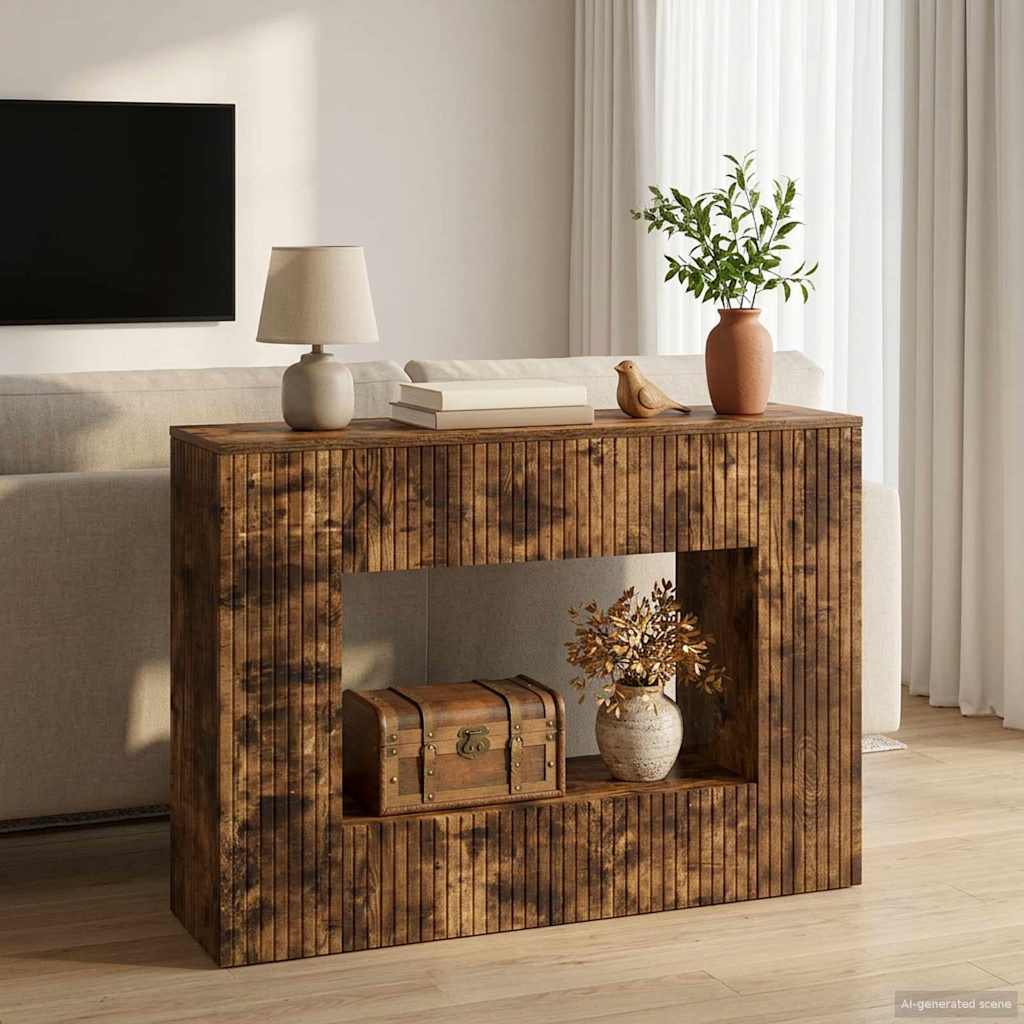 vidaXL Konsola Paski Dąb Wędzony 101 x 29 x 74 cm Drewno inżynieryjne