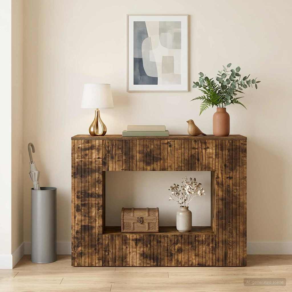 vidaXL Konsola Paski Dąb Wędzony 101 x 29 x 74 cm Drewno inżynieryjne